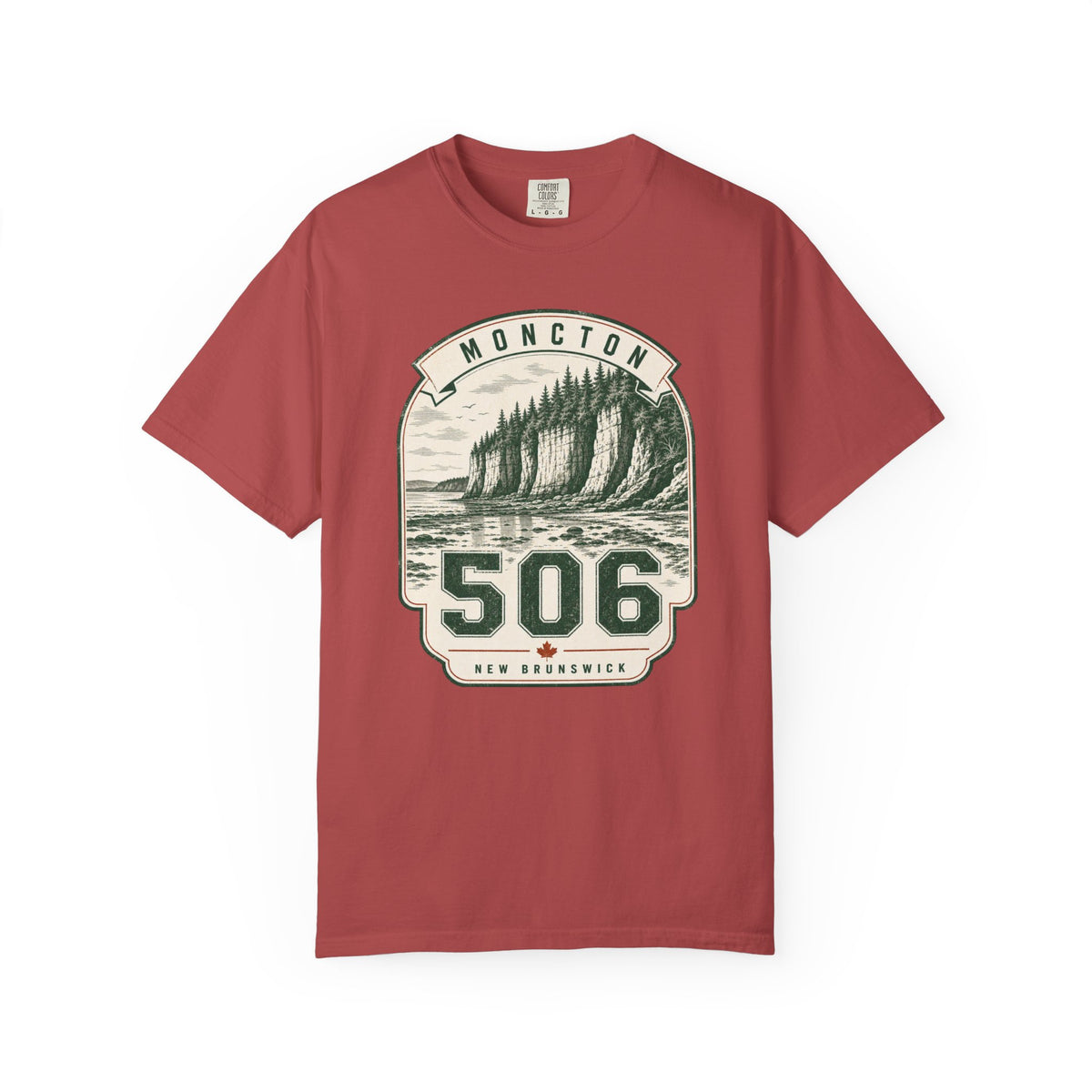 Moncton 506 Area Code Vintage Coastal T-Shirt — New Brunswick Beach Graphic