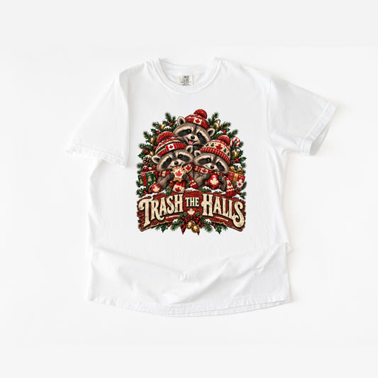 Trash the Halls Raccoon Christmas T-Shirt