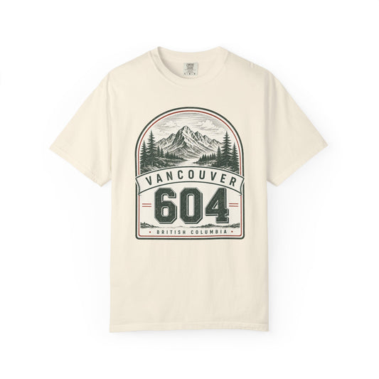Vancouver 604 Area Code -  Mountain Badge T-Shirt