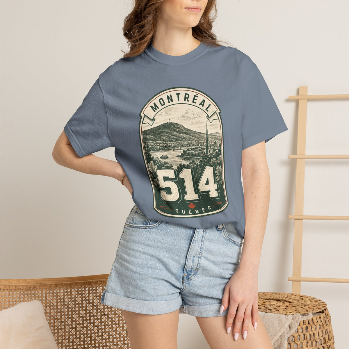 Montreal 514 Area Code Vintage Badge T-Shirt