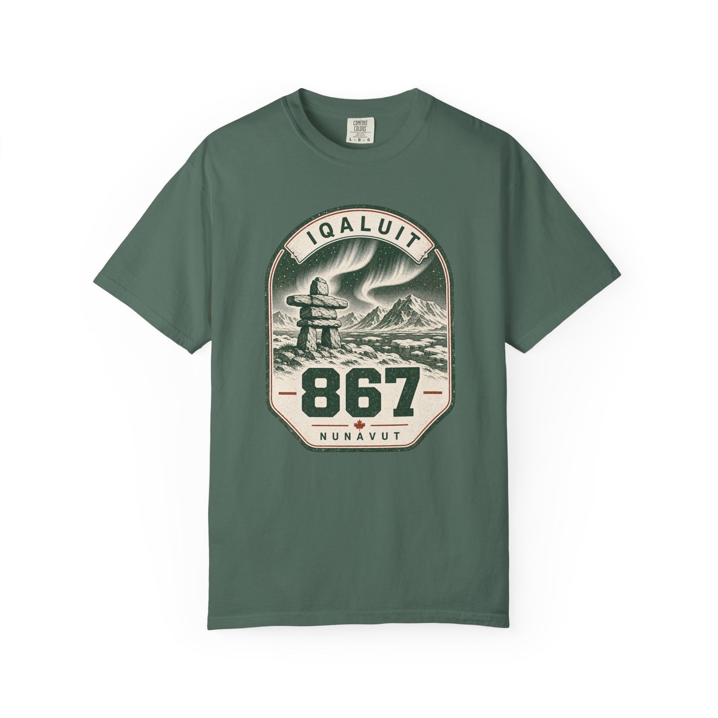 Iqaluit 867 Area Code T- Shirt -  Nunavut Northern Lights Badge