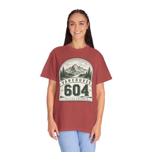 Vancouver 604 Area Code -  Mountain Badge T-Shirt