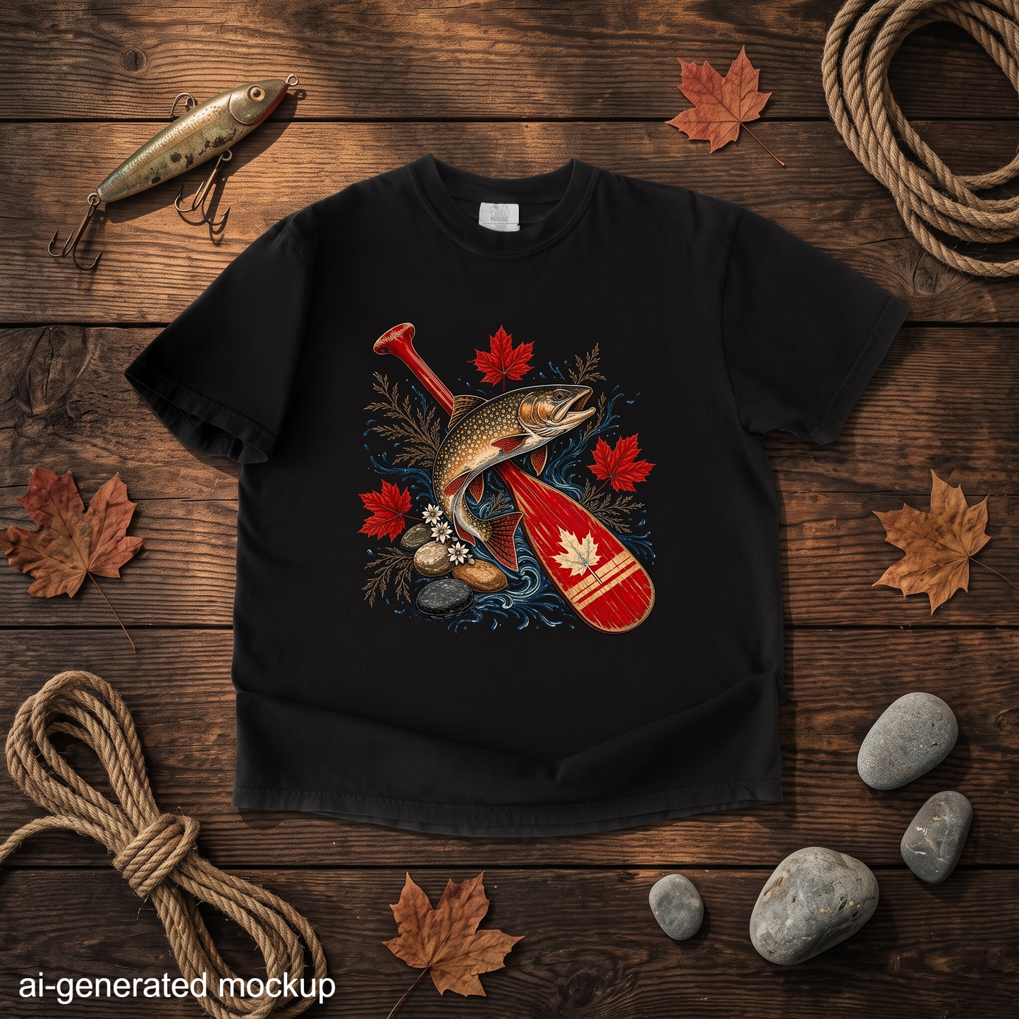 Canadian Trout and Canoe Paddle