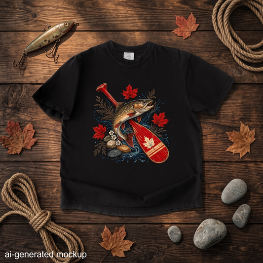 Canadian Trout and Canoe Paddle