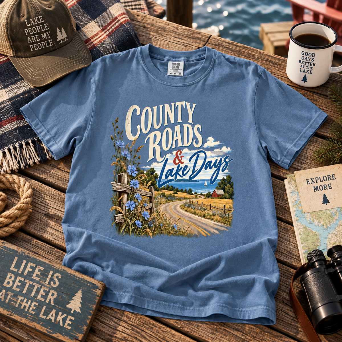 County Roads Lake Days T Shirt