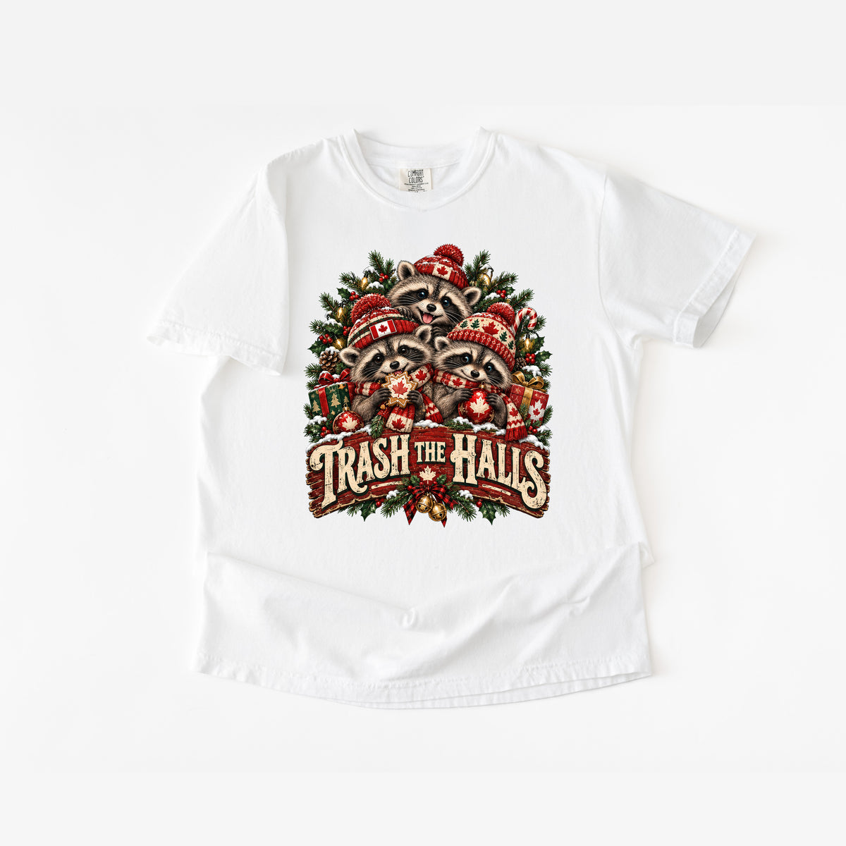 Trash the Halls Raccoon Christmas T-Shirt