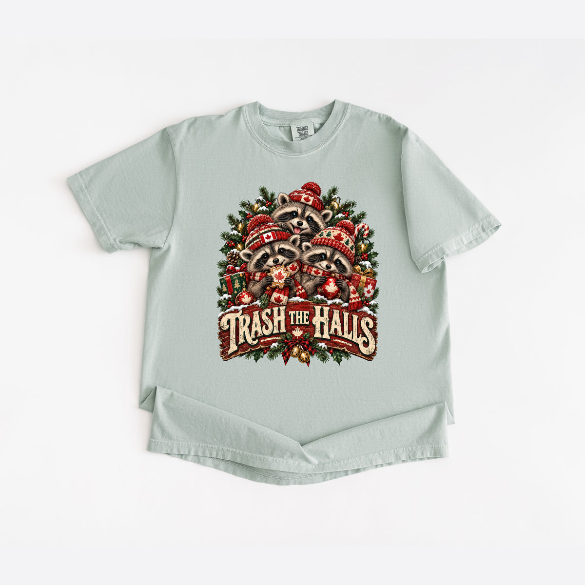 Trash the Halls Raccoon Christmas T-Shirt