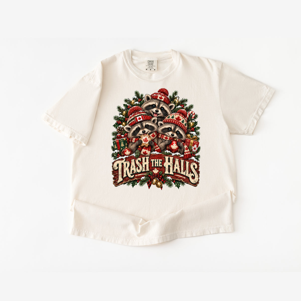 Trash the Halls Raccoon Christmas T-Shirt
