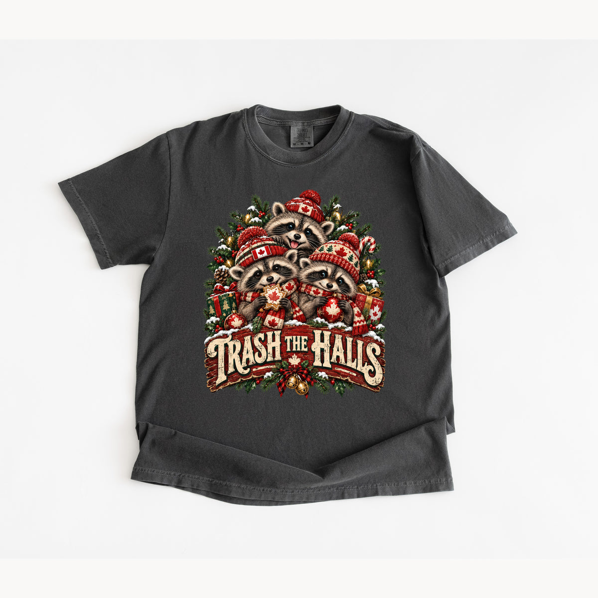 Trash the Halls Raccoon Christmas T-Shirt
