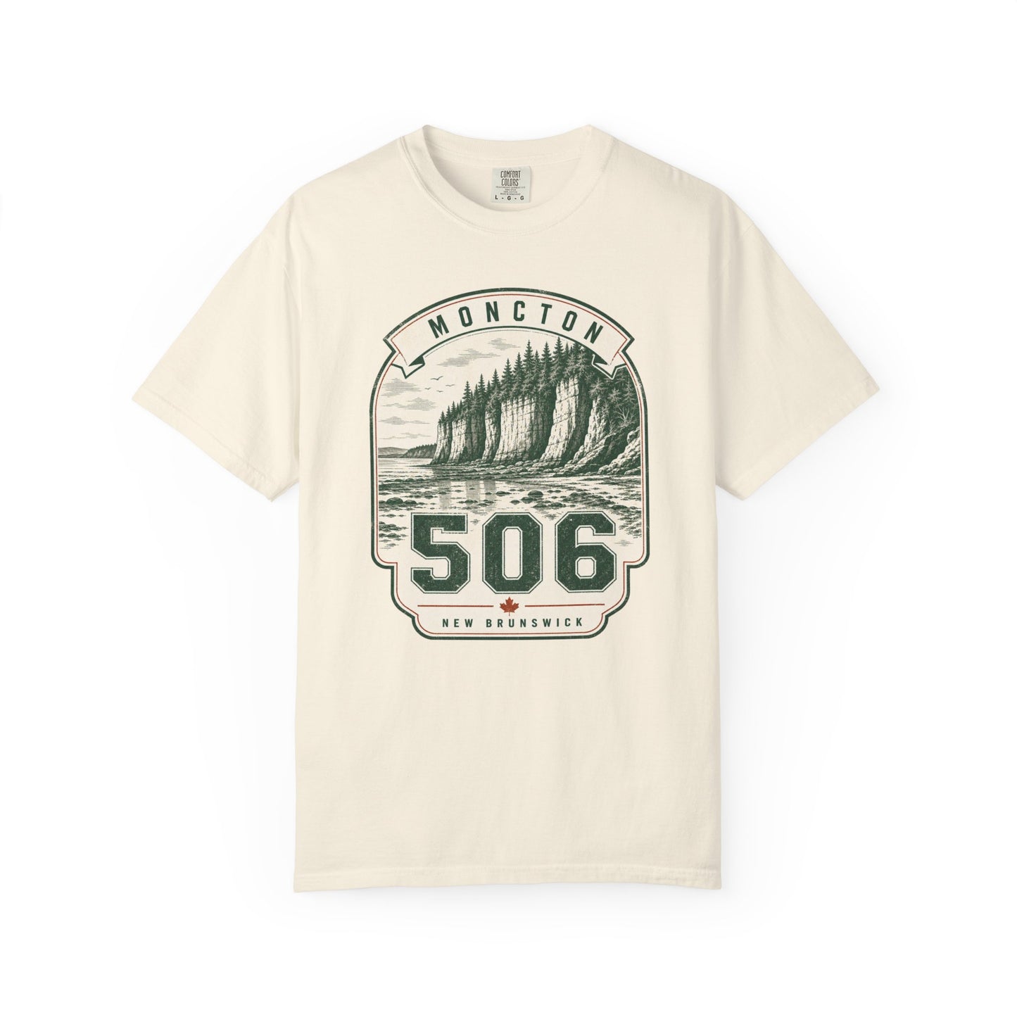 Moncton 506 Area Code Vintage Coastal T-Shirt — New Brunswick Beach Graphic