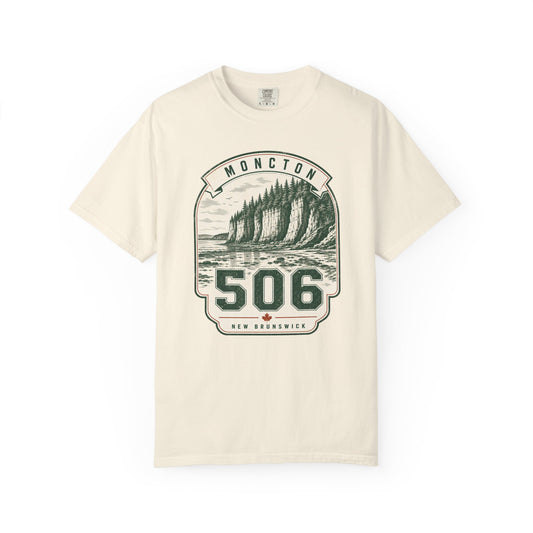 Moncton 506 Area Code Vintage Coastal T-Shirt — New Brunswick Beach Graphic