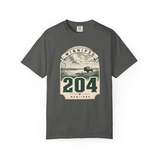Winnipeg 204 Area Code - Manitoba Vintage Badge T-Shirt