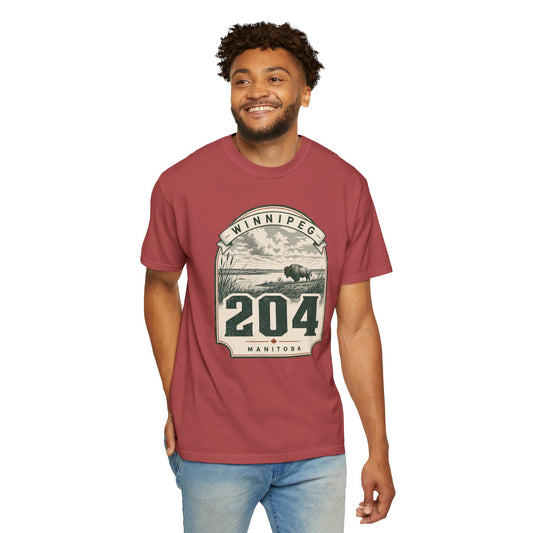 Winnipeg 204 Area Code - Manitoba Vintage Badge T-Shirt