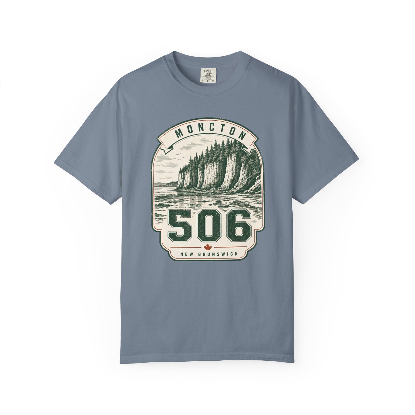 Moncton 506 Area Code Vintage Coastal T-Shirt — New Brunswick Beach Graphic