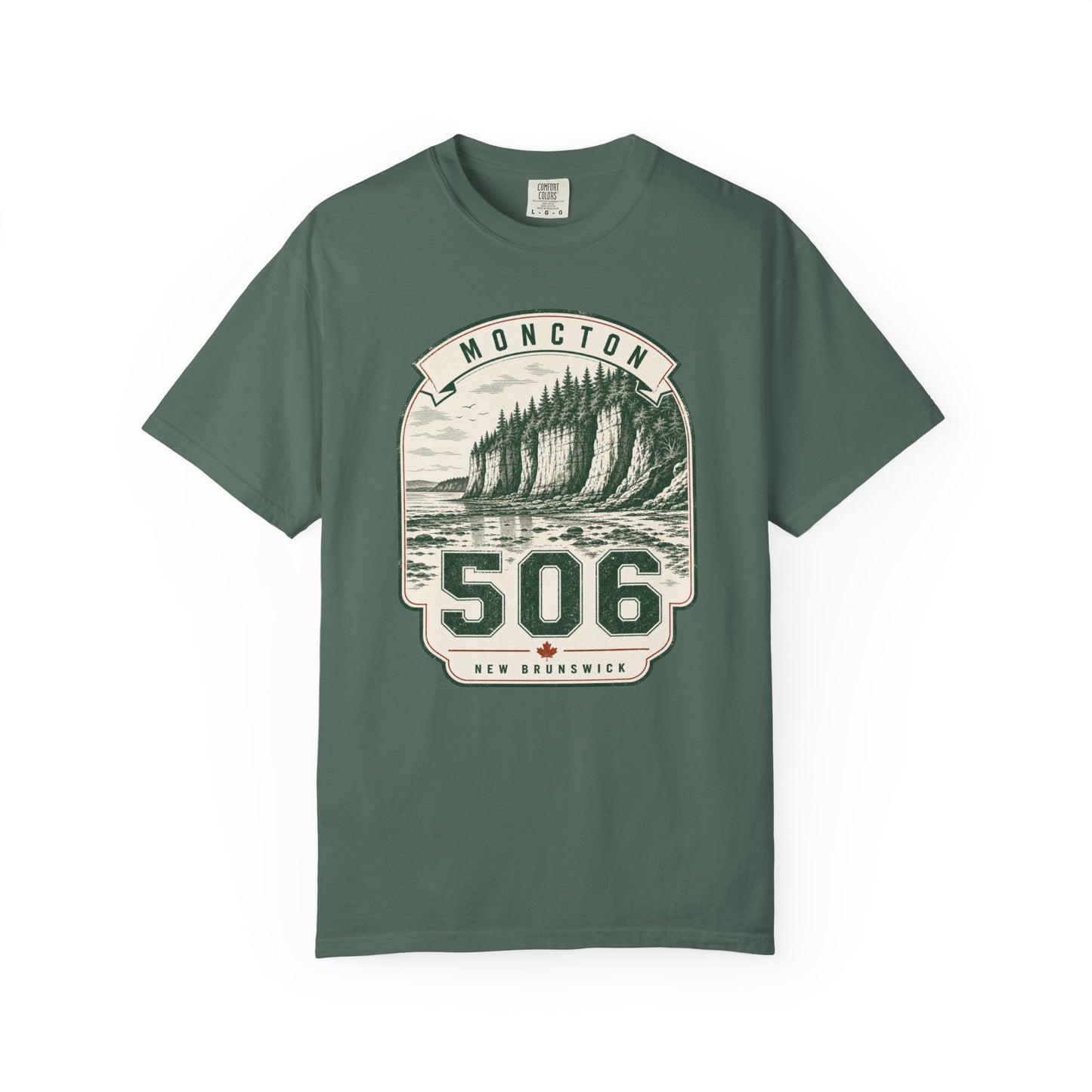 Moncton 506 Area Code Vintage Coastal T-Shirt — New Brunswick Beach Graphic